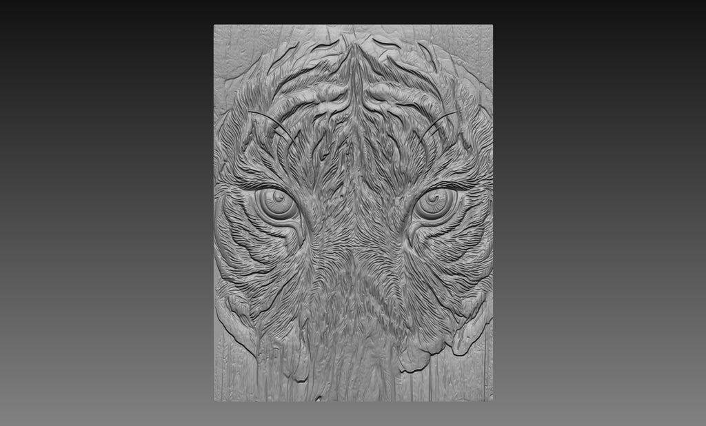 Tiger Eyes Close Up 3D Relief STL File, Jungle Animal Wildlife CNC Carving Digital Download