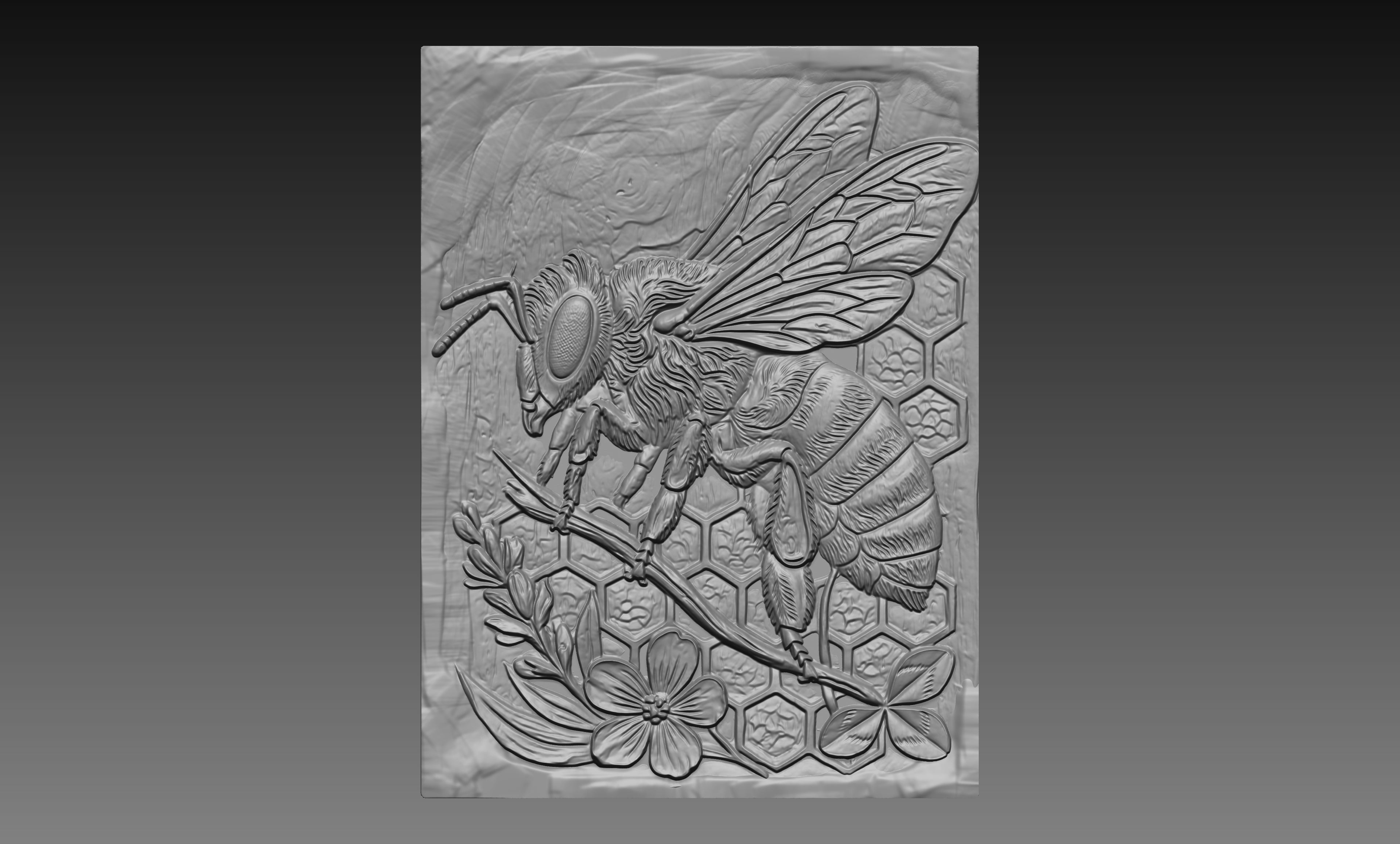 Honey Bee Honeycomb 3D Relief STL File, Nature CNC Carving Digital Download