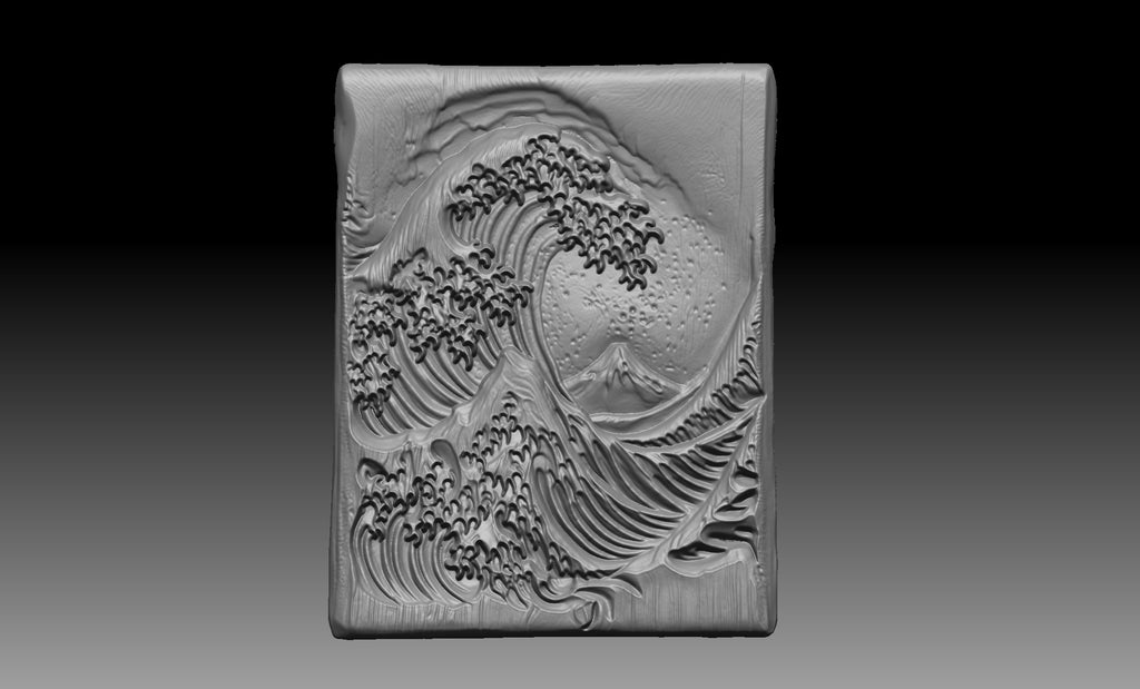 Japanese Great Wave 3D Relief STL File, Ocean Wave CNC Carving Model, Hokusai Style Wall Art Panel, Oriental Decor, Router Engraving 3D Print Digital Download