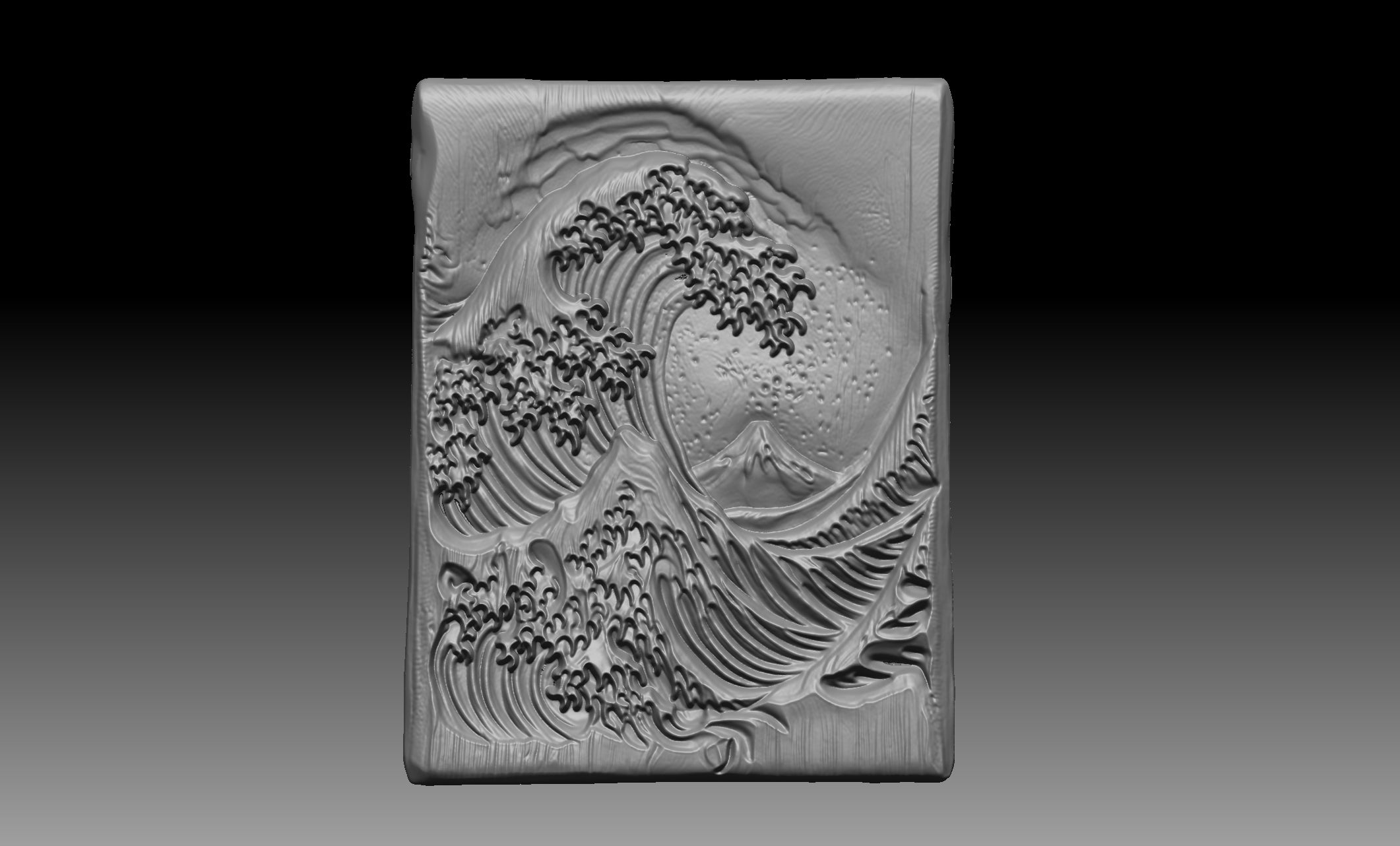 Japanese Great Wave 3D Relief STL File, Ocean Wave CNC Carving Model, Hokusai Style Wall Art Panel, Oriental Decor, Router Engraving 3D Print Digital Download