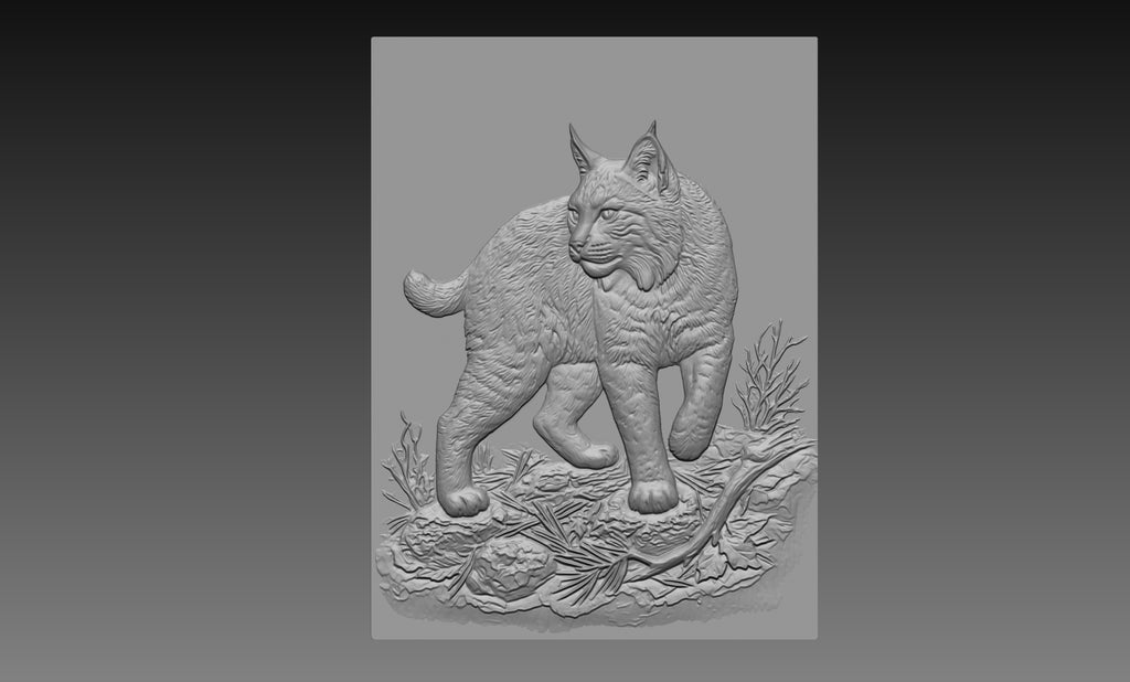 Wild Lynx Cat 3D Relief STL File, Wildlife CNC Carving Digital Download