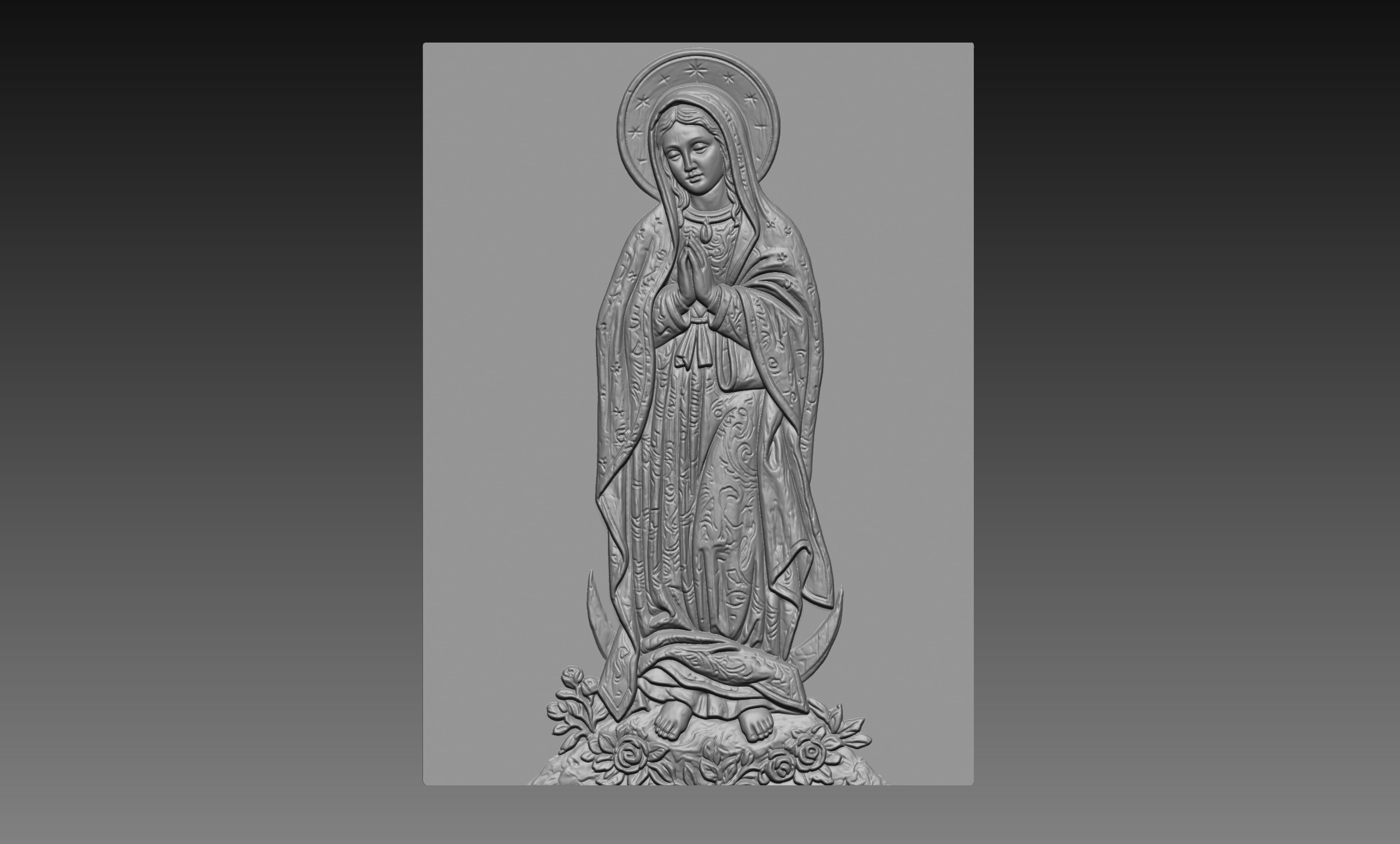 Virgin Mary Praying 3D Relief STL File, Christian CNC Carving Digital Download