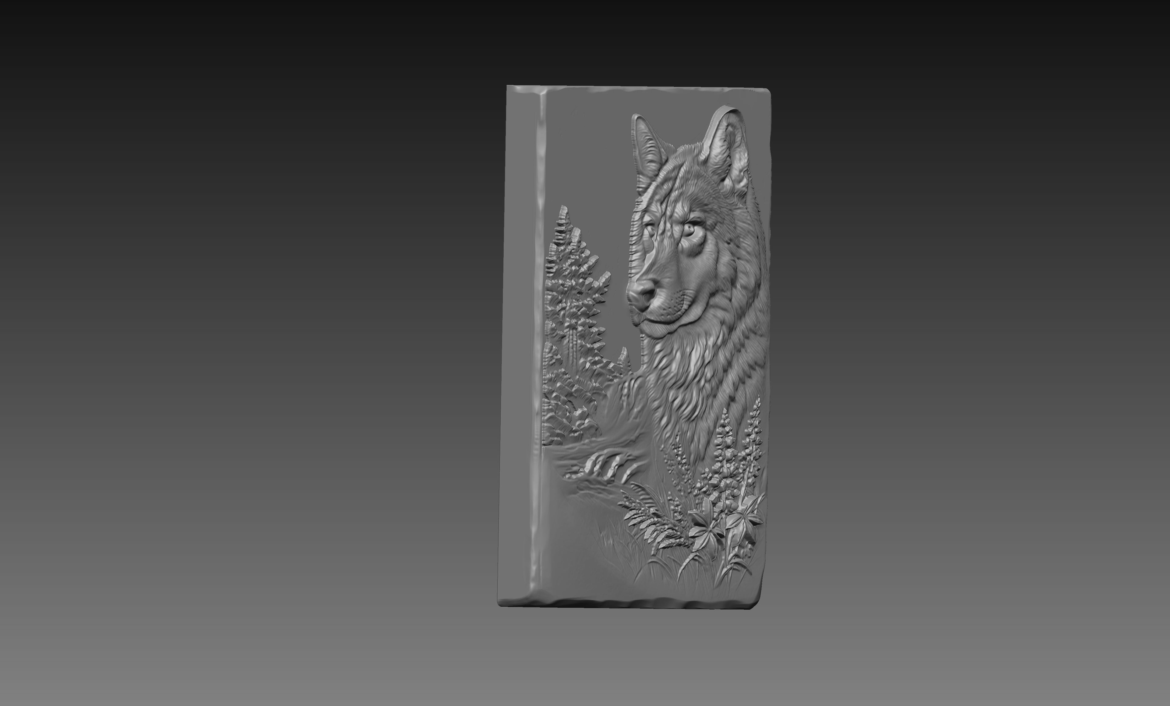 Wolf and Wildflowers 3D Relief STL File, Pine Forest River CNC Carving Model, Forest Floral Wall Art Panel, Rustic Nature Decor, Router Engraving 3D Print Design, Digital Download