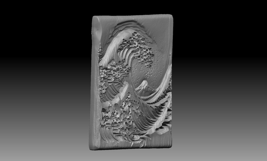 Japanese Great Wave 3D Relief STL File, Ocean Wave CNC Carving Model, Hokusai Style Wall Art Panel, Oriental Decor, Router Engraving 3D Print Digital Download