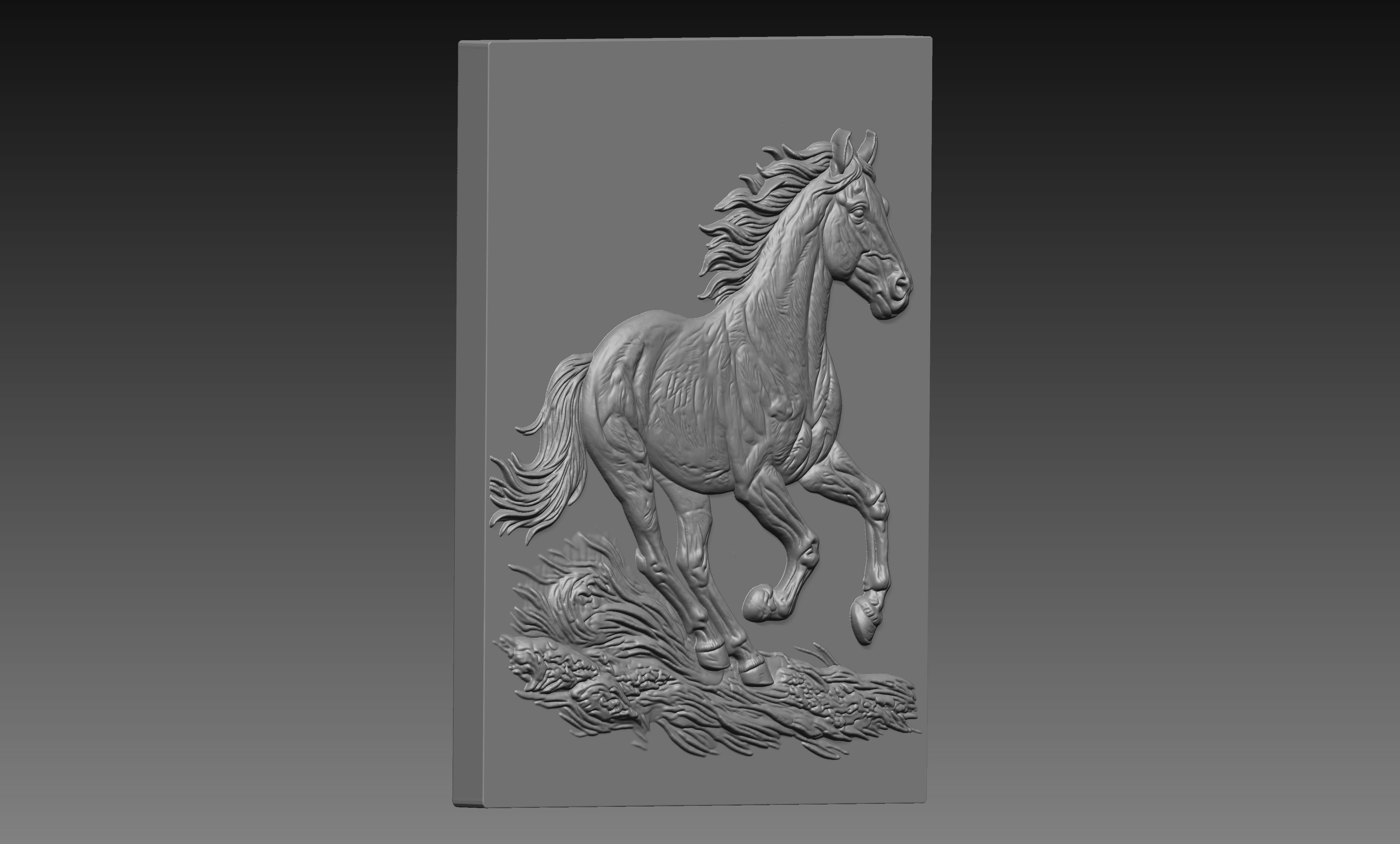 Horse Running 3D Relief STL File, Equestrian CNC Carving Digital Download