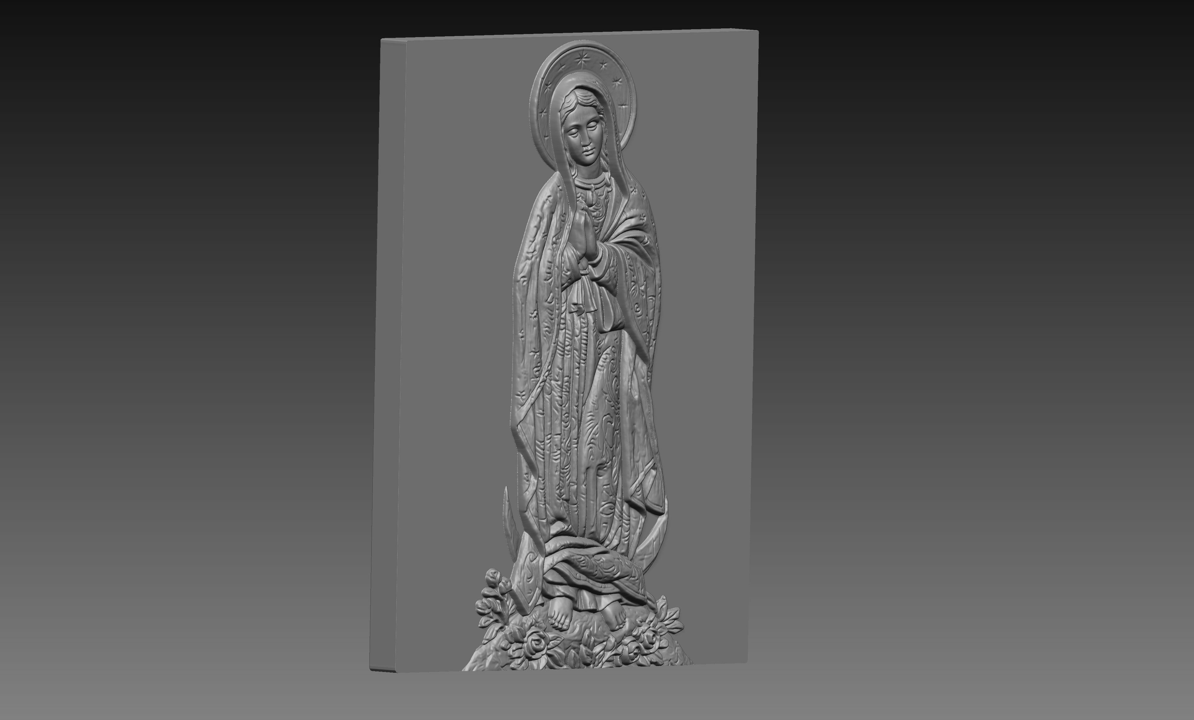 Virgin Mary Praying 3D Relief STL File, Christian CNC Carving Digital Download