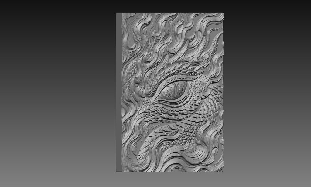 Fire Dragon Eye 3D Relief STL File, Fantasy Creature CNC Carving Digital Download