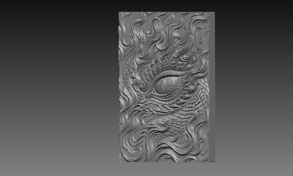 Fire Dragon Eye 3D Relief STL File, Fantasy Creature CNC Carving Digital Download