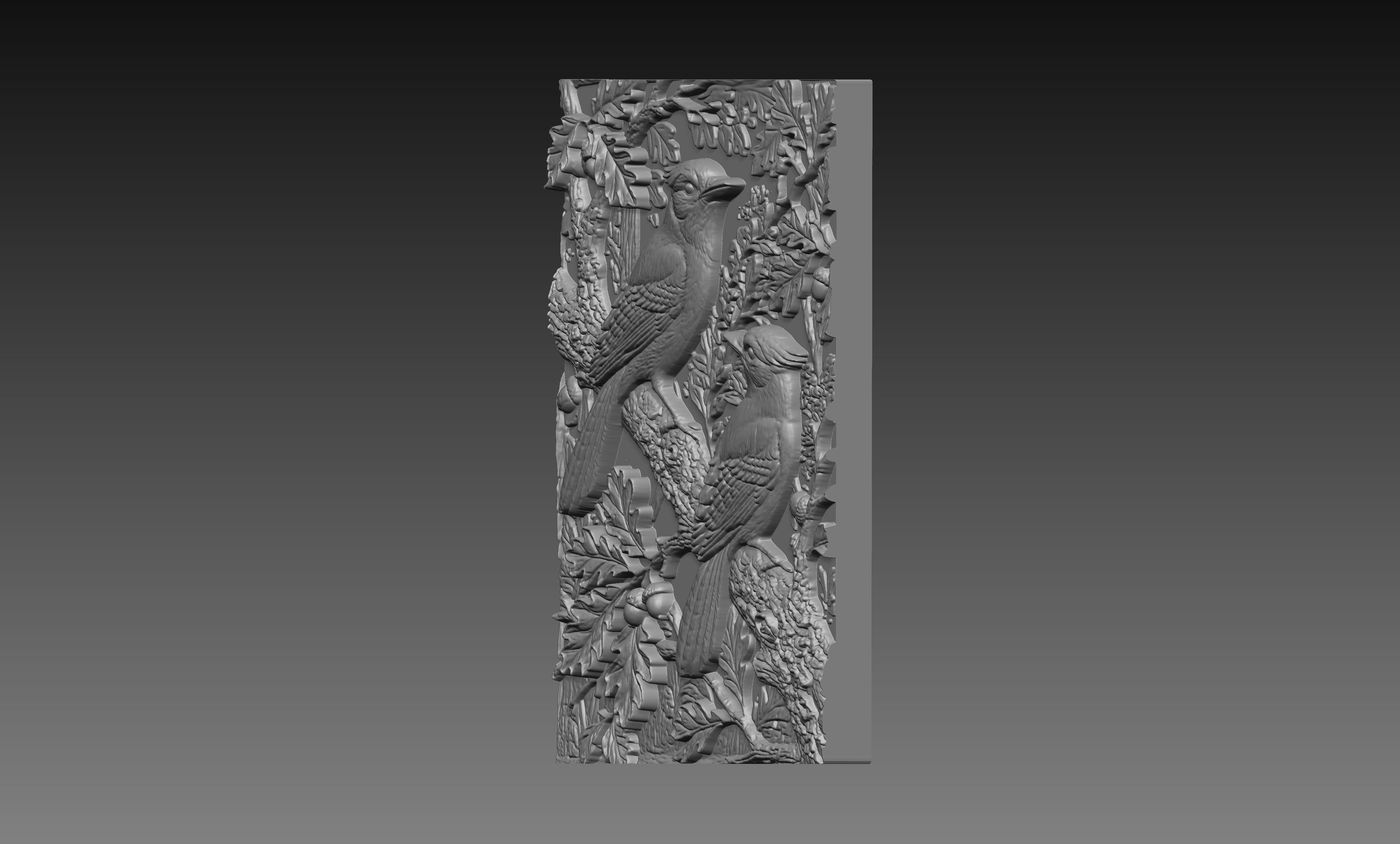 Two Blue Jay Birds 3D Relief STL File, Bluejay on Oak Branch CNC Carving Model, Bird Wall Art Panel, Nature Decor, Router Engraving 3D Print Digital Download