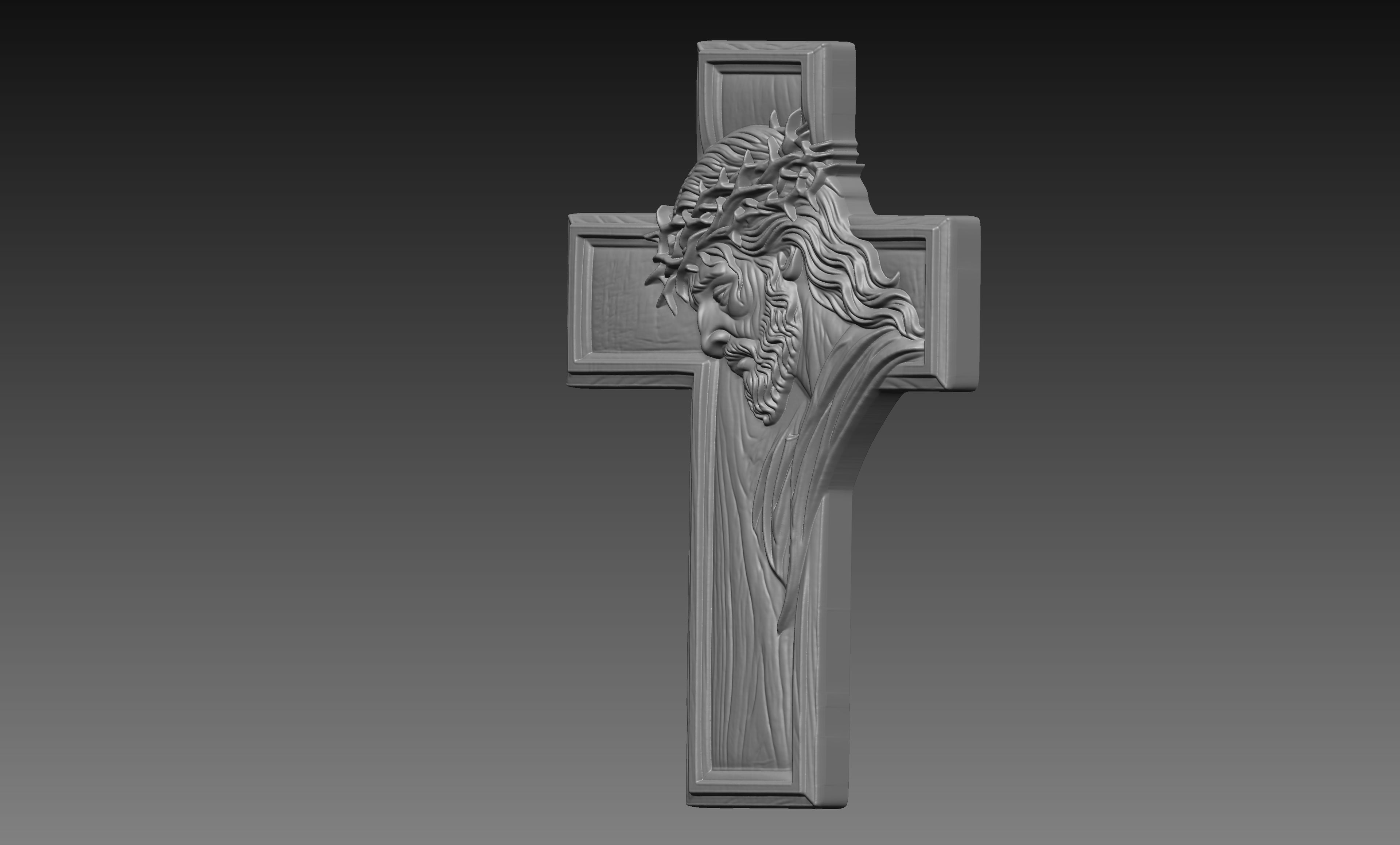 Jesus Christ Portrait Crown of Thorns Cross 3D Relief STL File, Religious Christian CNC Carving Digital Download