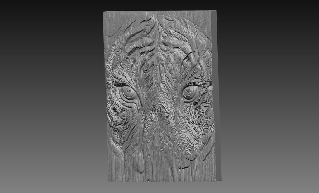 Tiger Eyes Close Up 3D Relief STL File, Jungle Animal Wildlife CNC Carving Digital Download