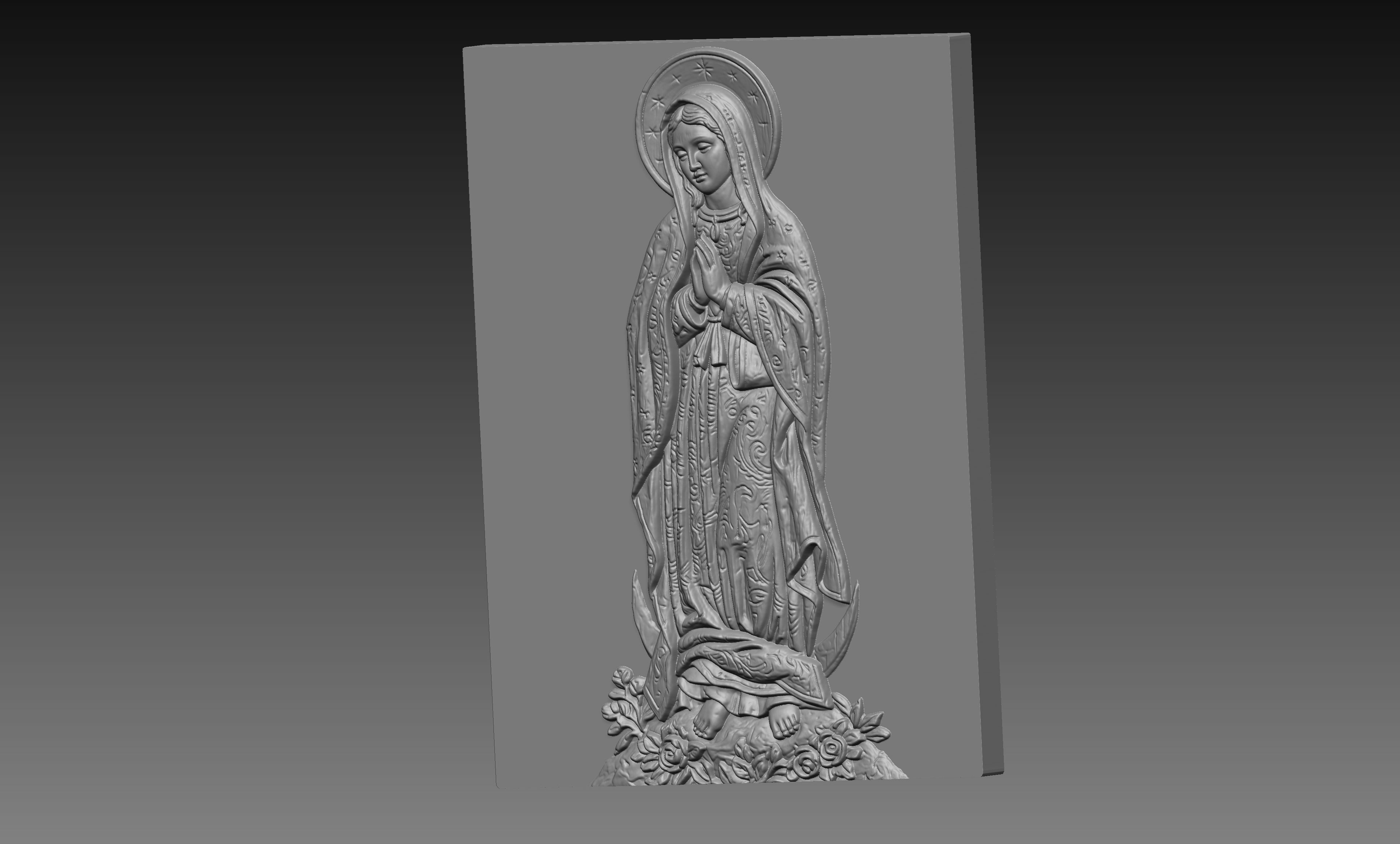 Virgin Mary Praying 3D Relief STL File, Christian CNC Carving Digital Download
