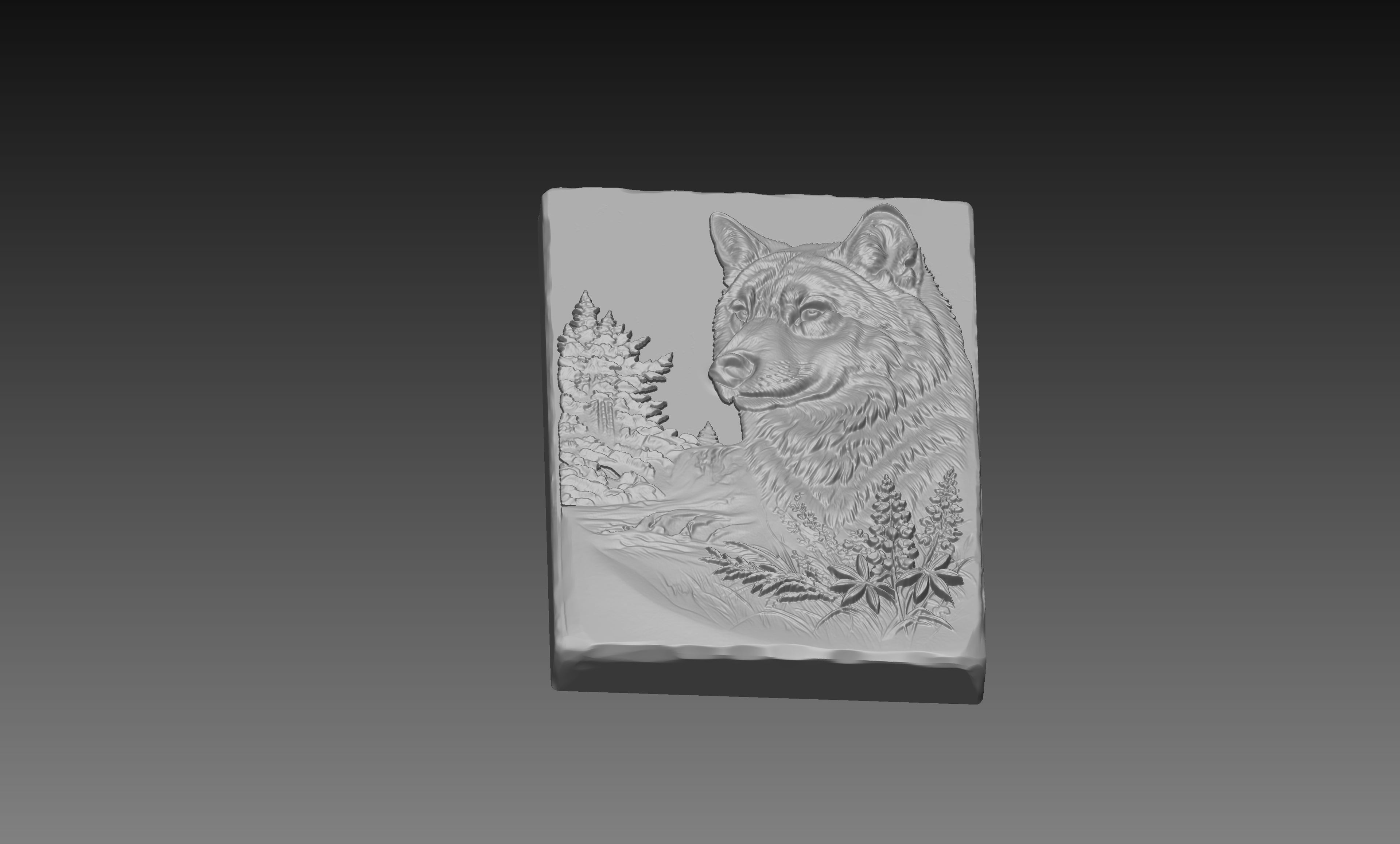 Wolf and Wildflowers 3D Relief STL File, Pine Forest River CNC Carving Model, Forest Floral Wall Art Panel, Rustic Nature Decor, Router Engraving 3D Print Design, Digital Download