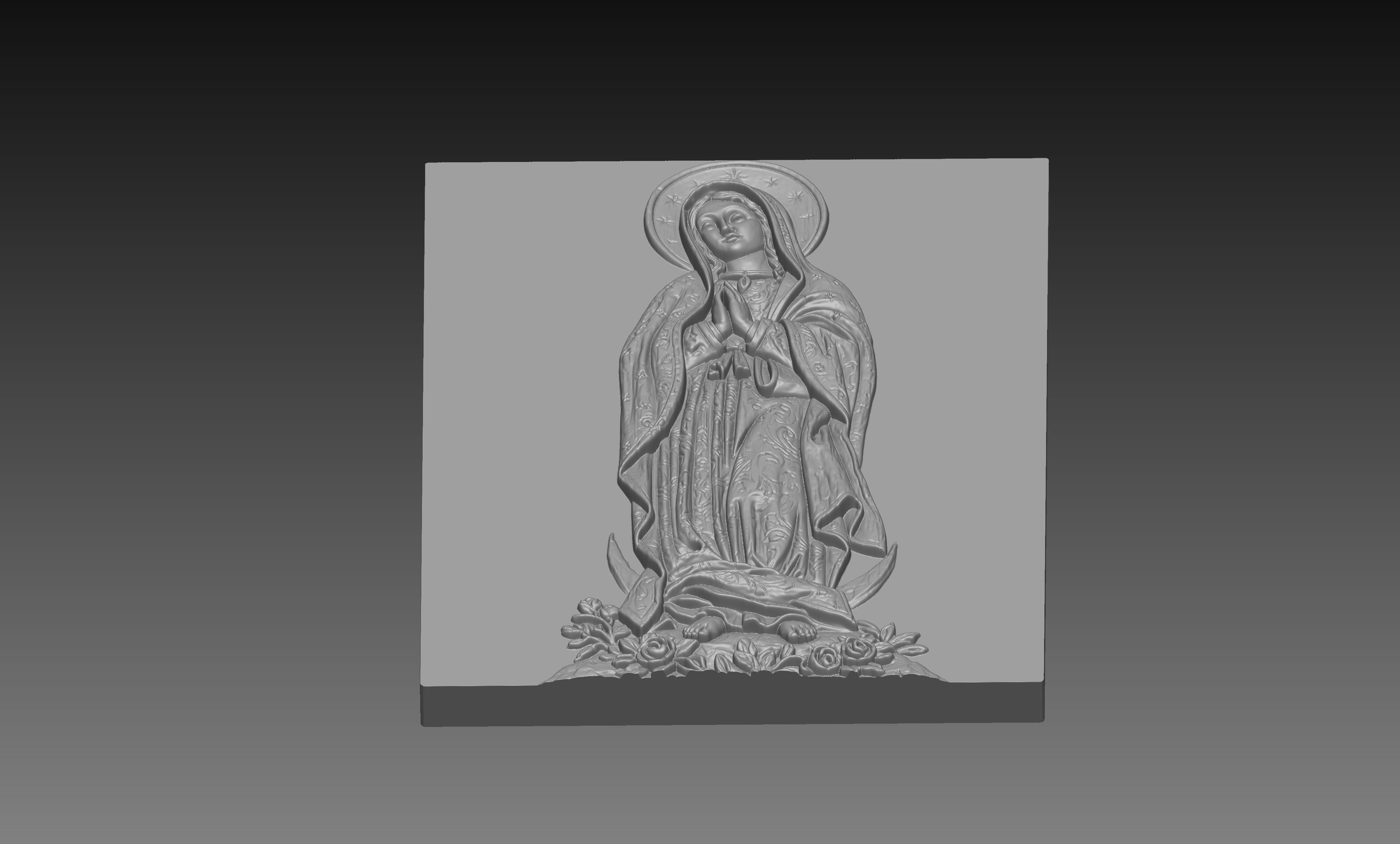 Virgin Mary Praying 3D Relief STL File, Christian CNC Carving Digital Download