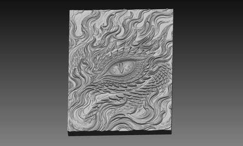 Fire Dragon Eye 3D Relief STL File, Fantasy Creature CNC Carving Digital Download