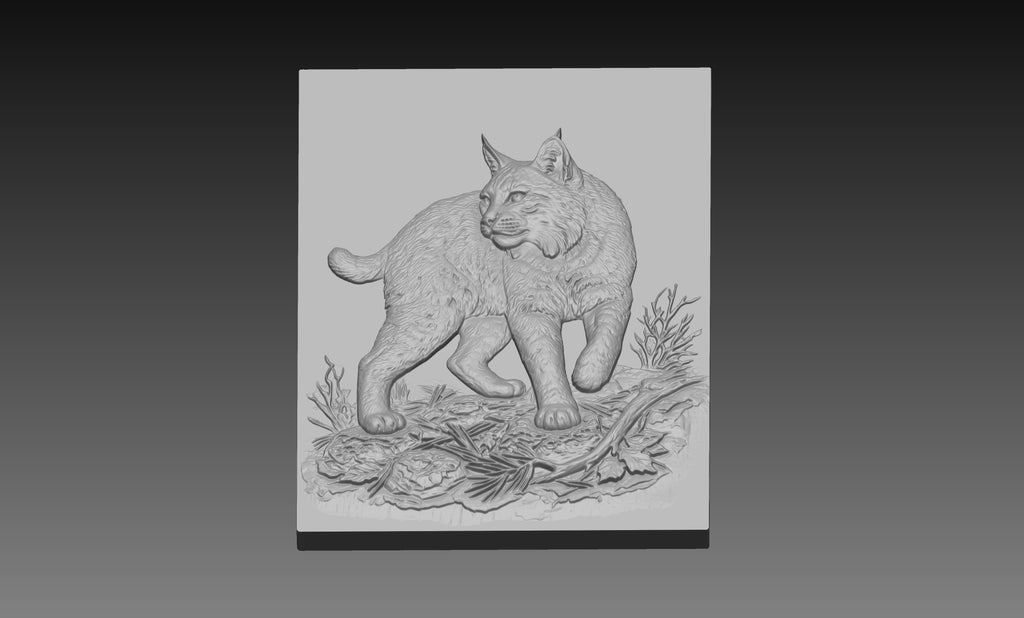 Wild Lynx Cat 3D Relief STL File, Wildlife CNC Carving Digital Download