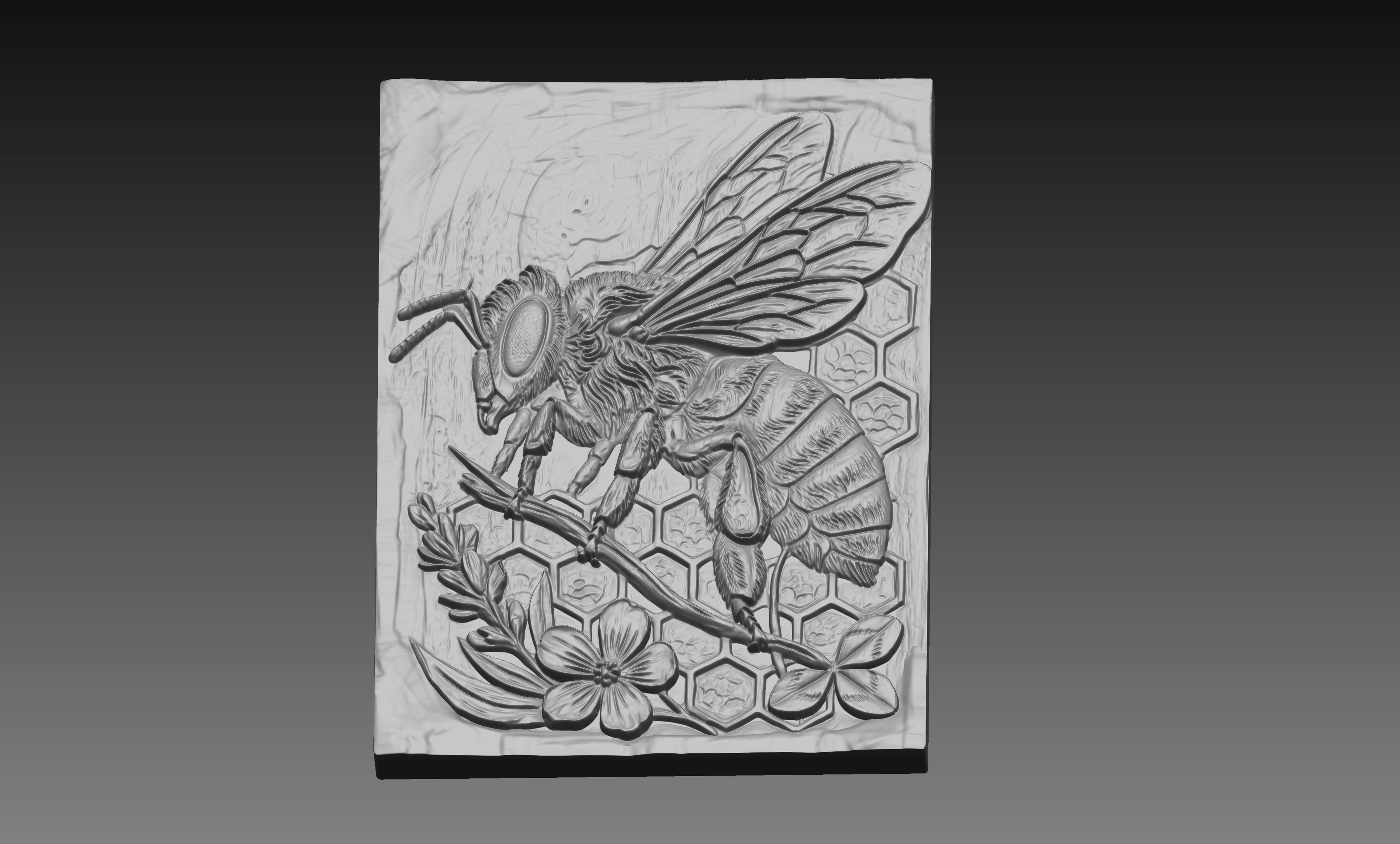 Honey Bee Honeycomb 3D Relief STL File, Nature CNC Carving Digital Download