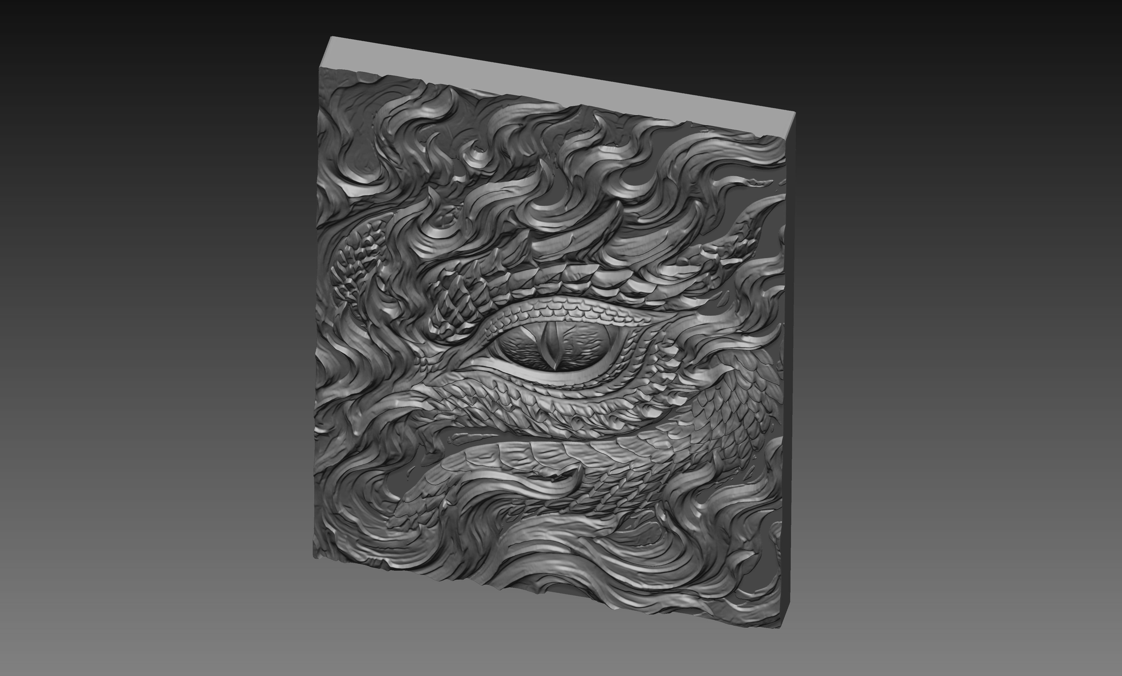 Fire Dragon Eye 3D Relief STL File, Fantasy Creature CNC Carving Digital Download