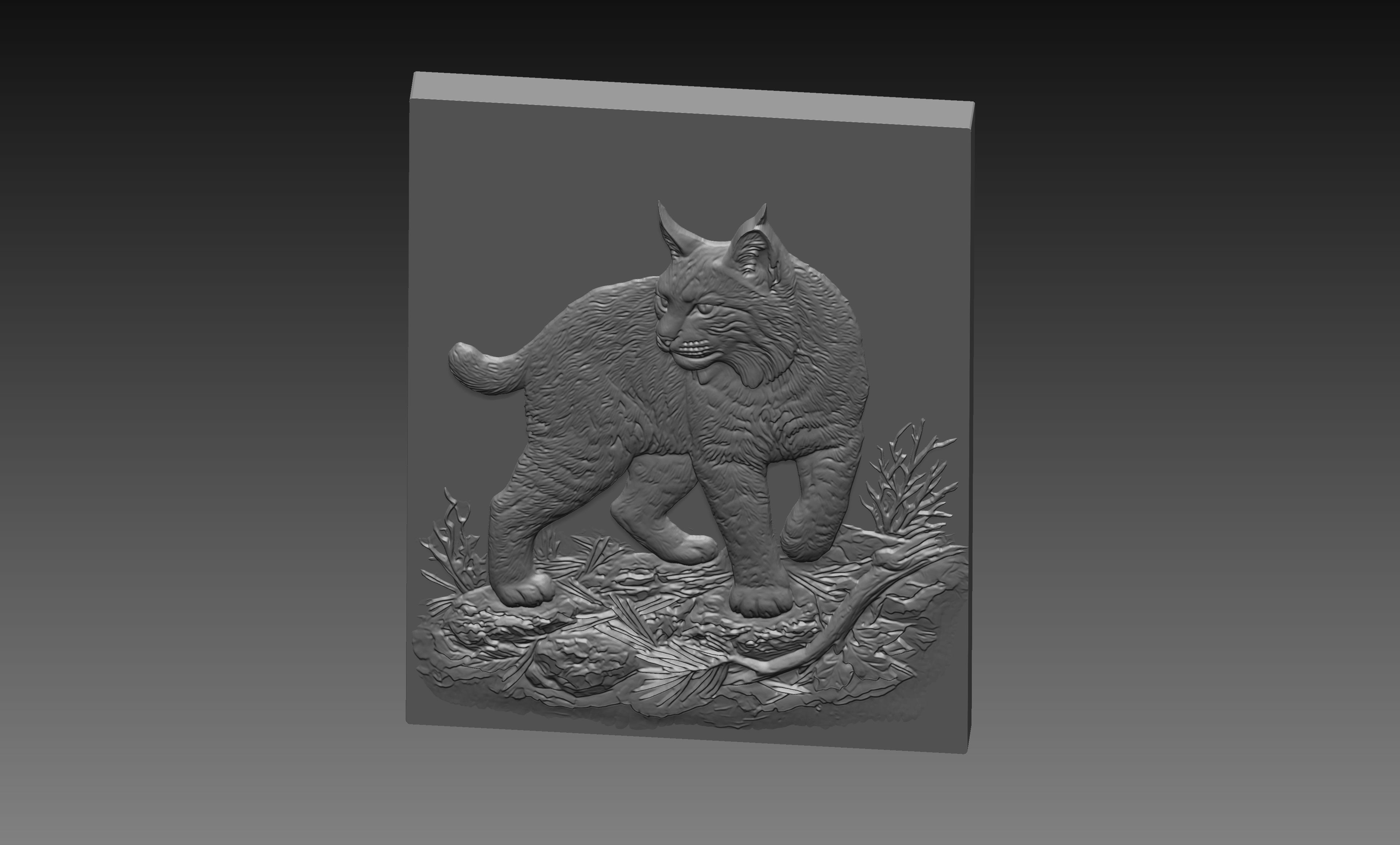 Wild Lynx Cat 3D Relief STL File, Wildlife CNC Carving Digital Download
