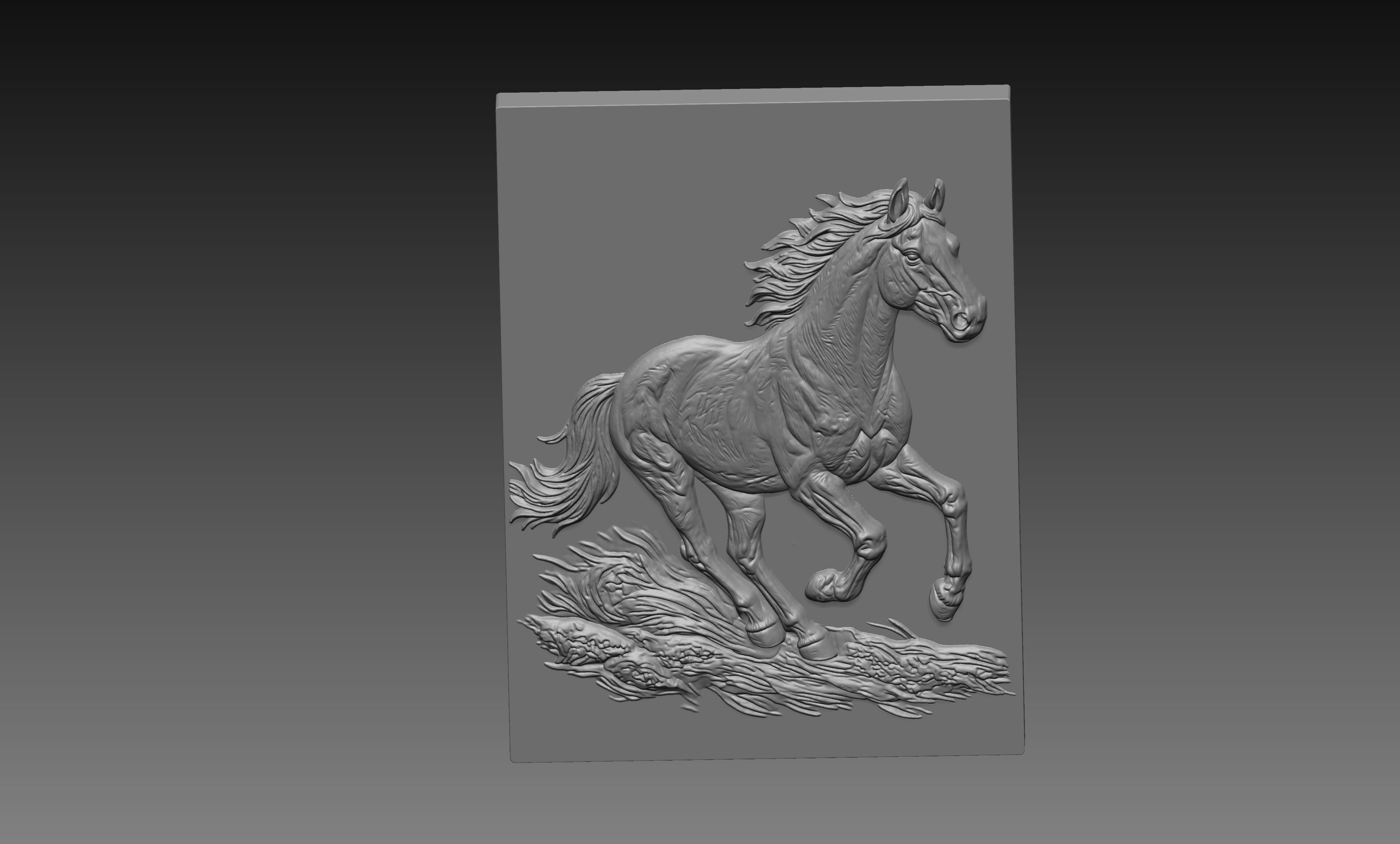 Horse Running 3D Relief STL File, Equestrian CNC Carving Digital Download