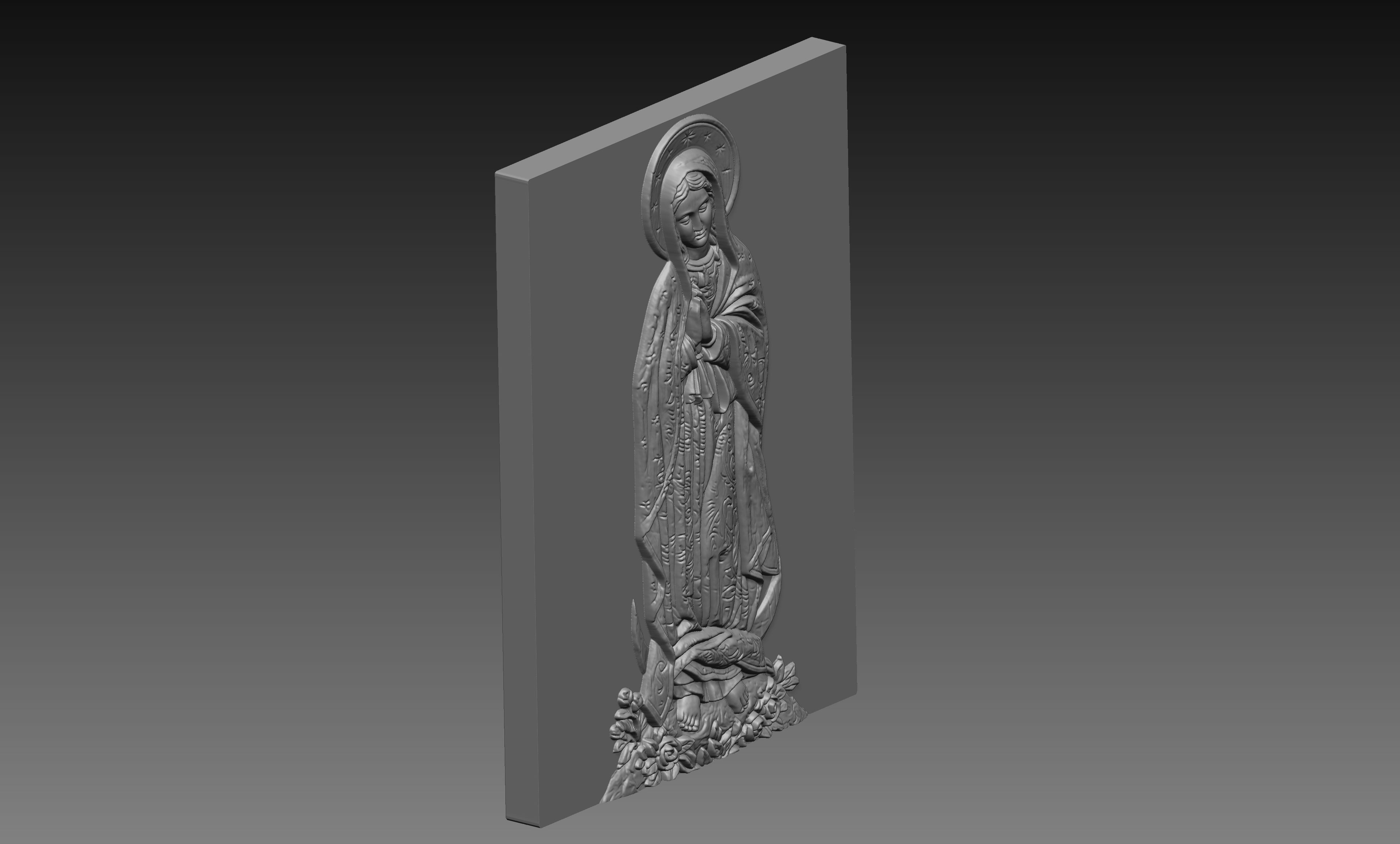 Virgin Mary Praying 3D Relief STL File, Christian CNC Carving Digital Download