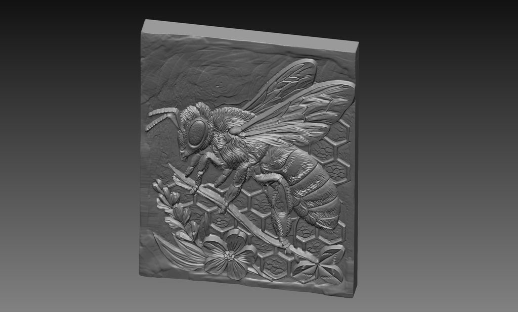 Honey Bee Honeycomb 3D Relief STL File, Nature CNC Carving Digital Download