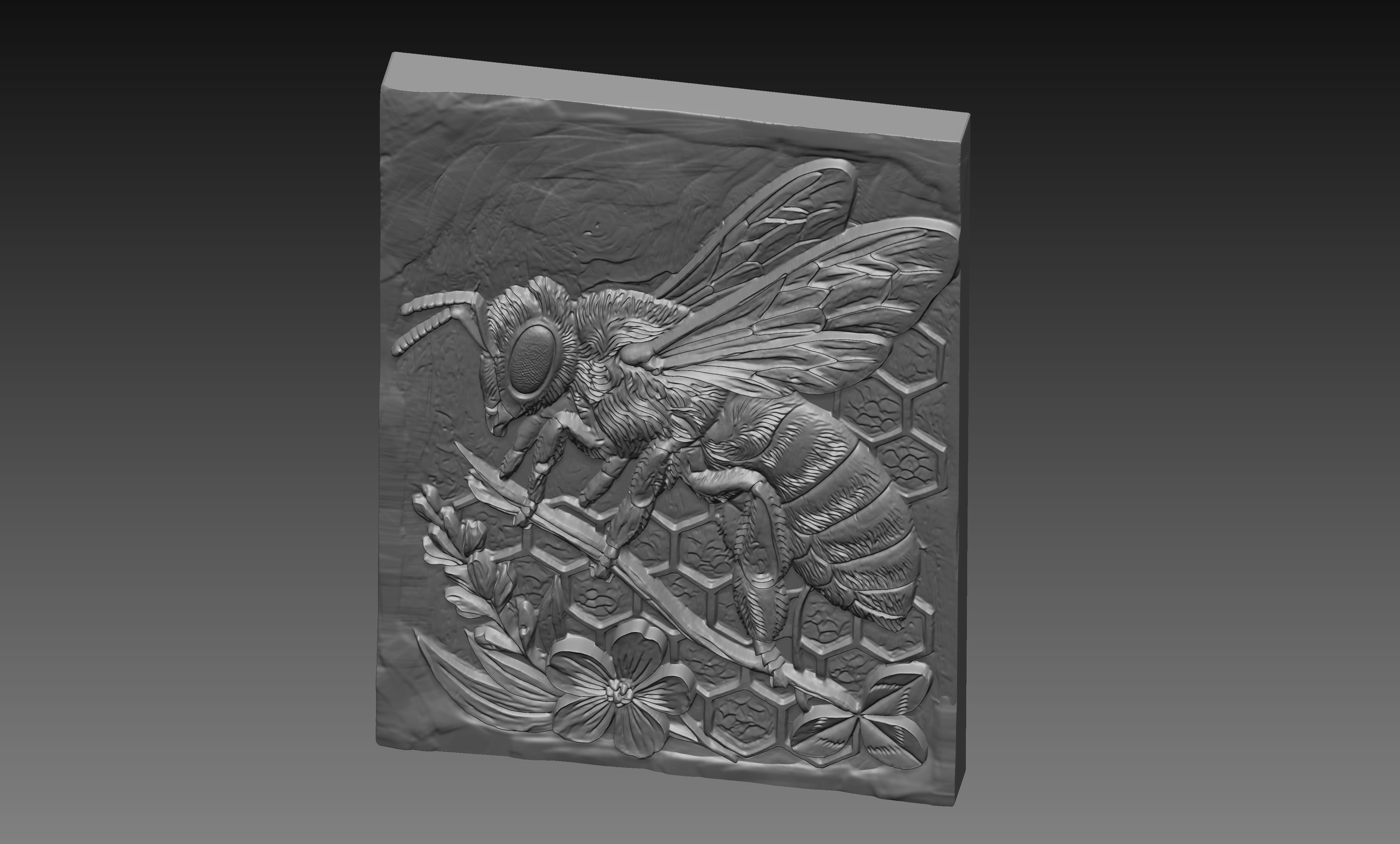 Honey Bee Honeycomb 3D Relief STL File, Nature CNC Carving Digital Download