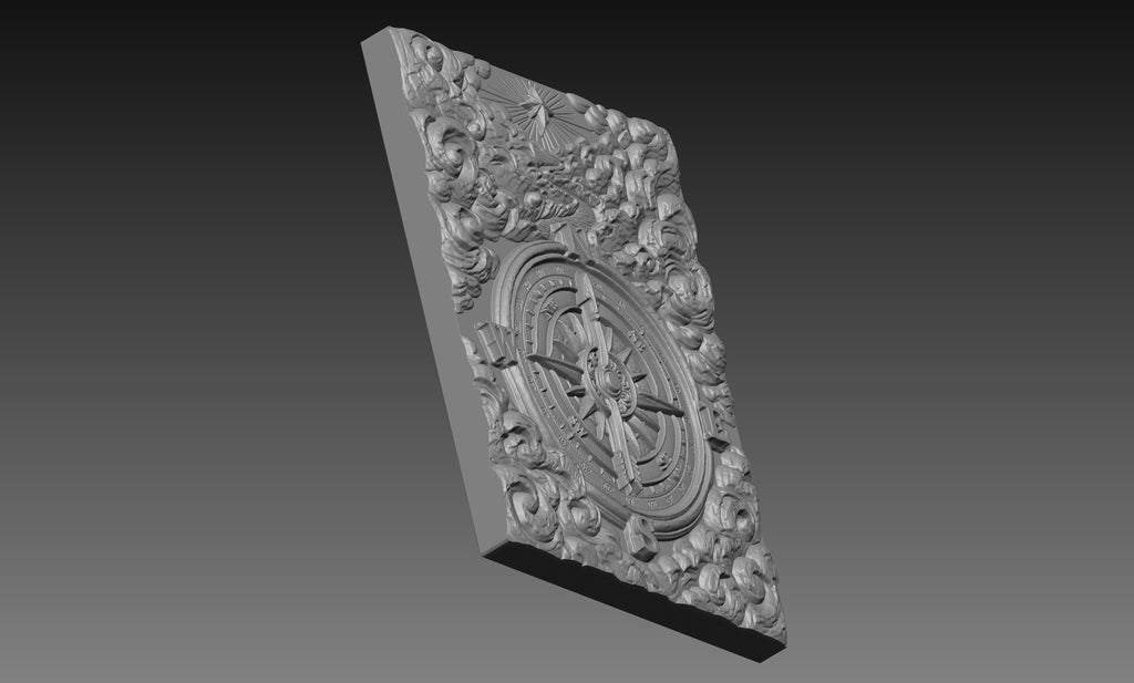 Compass North Star 3D Relief STL File, Nautical CNC Carving Digital Download