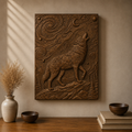 Celestial Wolf Moon Stars 3D Relief STL File, Fantasy CNC Carving Digital Download