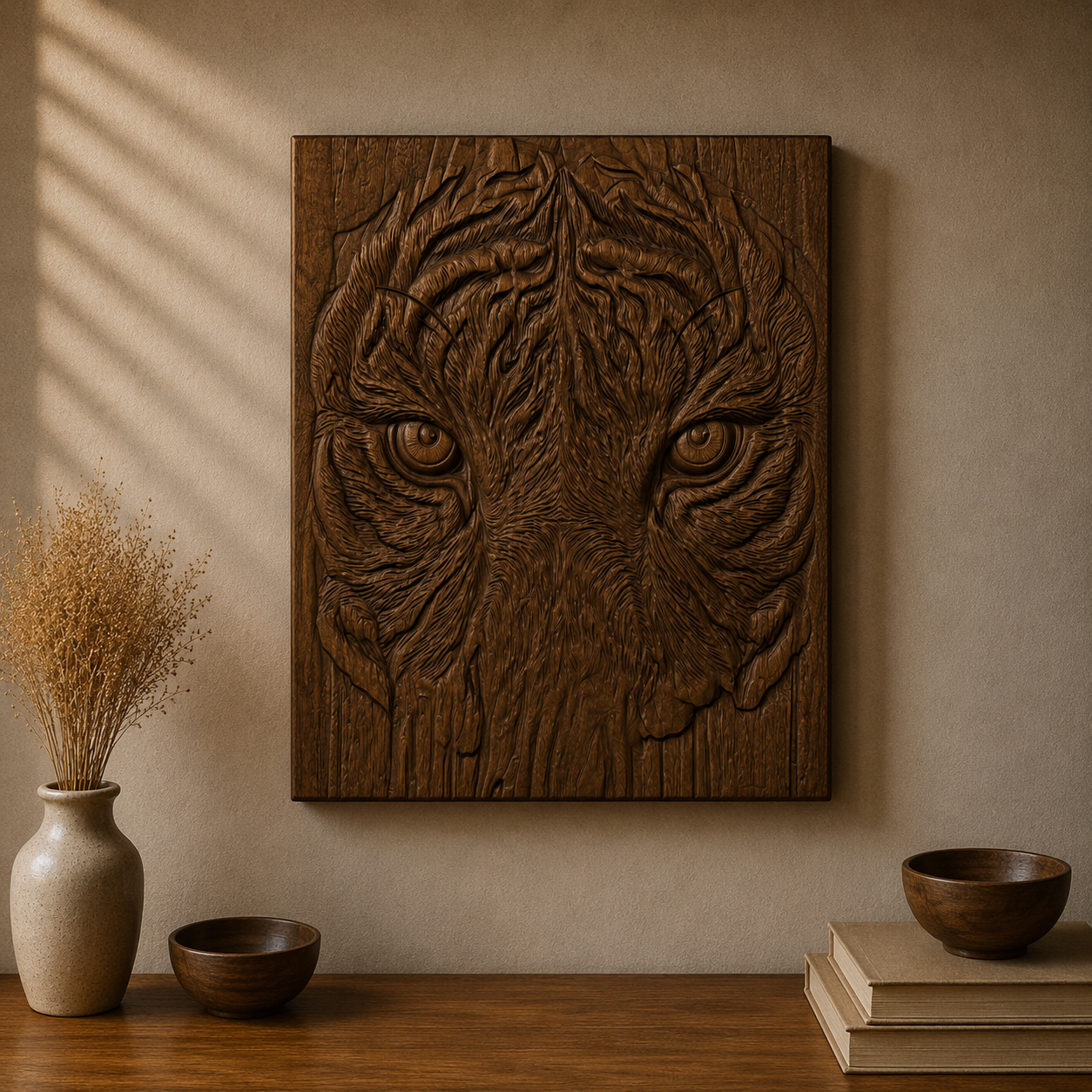 Tiger Eyes Close Up 3D Relief STL File, Jungle Animal Wildlife CNC Carving Digital Download
