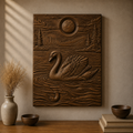 Swan Full Moon Lake 3D Relief STL File, Wildlife CNC Carving Digital Download
