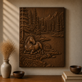 Wild Horse Woodland River 3D Relief STL File, Nature CNC Carving Digital Download