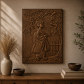 Japanese Geisha Cherry Blossom 3D Relief STL File, Asian CNC Carving Digital Download