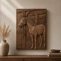 Stable Horse Ranch 3D Relief STL File, Western Farm Animal CNC Carving Digital Download