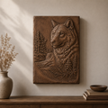 Wolf and Wildflowers 3D Relief STL File, Pine Forest River CNC Carving Model, Forest Floral Wall Art Panel, Rustic Nature Decor, Router Engraving 3D Print Design, Digital Download