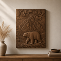 Polar Bear Northern Lights 3D Relief STL File, Arctic CNC Carving Digital Download