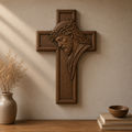 Jesus Christ Portrait Crown of Thorns Cross 3D Relief STL File, Religious Christian CNC Carving Digital Download
