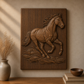 Horse Running 3D Relief STL File, Equestrian CNC Carving Digital Download