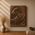 Japanese Great Wave 3D Relief STL File, Ocean Wave CNC Carving Model, Hokusai Style Wall Art Panel, Oriental Decor, Router Engraving 3D Print Digital Download