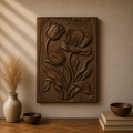Tulip Flowers 3D Relief STL File, Floral CNC Carving Model, Botanical Wall Art Panel, Spring Decor, Router Engraving 3D Print