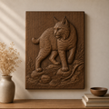 Wild Lynx Cat 3D Relief STL File, Wildlife CNC Carving Digital Download